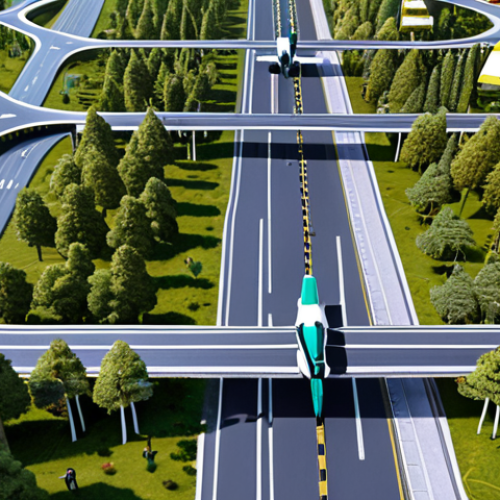 Home 18 **
A vibrant, interconnected network of roads, ships, and airplanes converging at a central distribution hub. Packages are being scanned and sorted with AI-powered robots. The scene conveys efficiency and speed. Include elements of nature like trees to show sustainability, and smiling diverse workers.
**