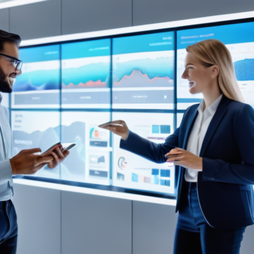 시스템 통합 관리 - **Prompt:** A visually dynamic and futuristic office environment, where various digital "islands" re...