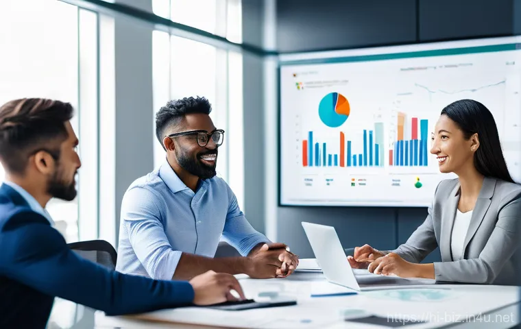 ERP 시스템 - **Prompt:** A cheerful female small business owner in her late 20s, dressed in a smart casual outfit...