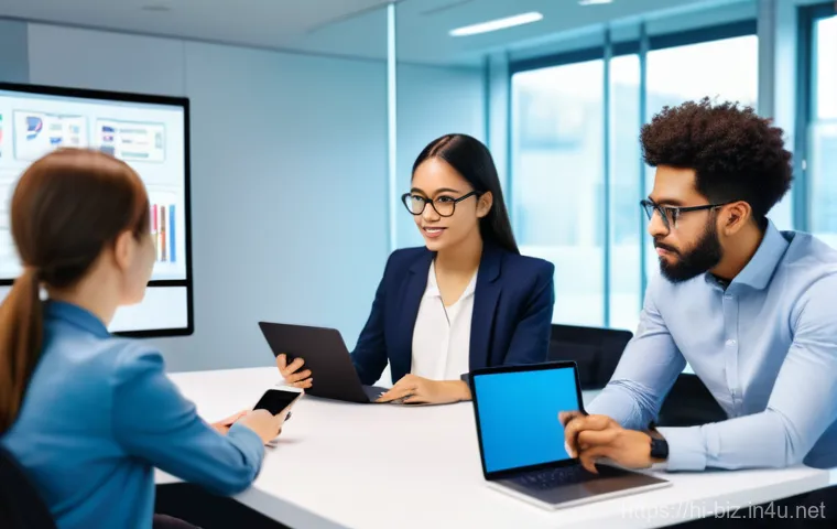 직원 교육과 개발 - **Prompt:** A diverse group of young professionals, both men and women, engaged in an interactive wo...