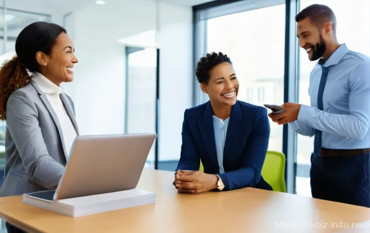 인사 시스템 혁신 - **AI-Powered Smart Recruitment**
    A diverse group of professionals (men and women, various ethnic...