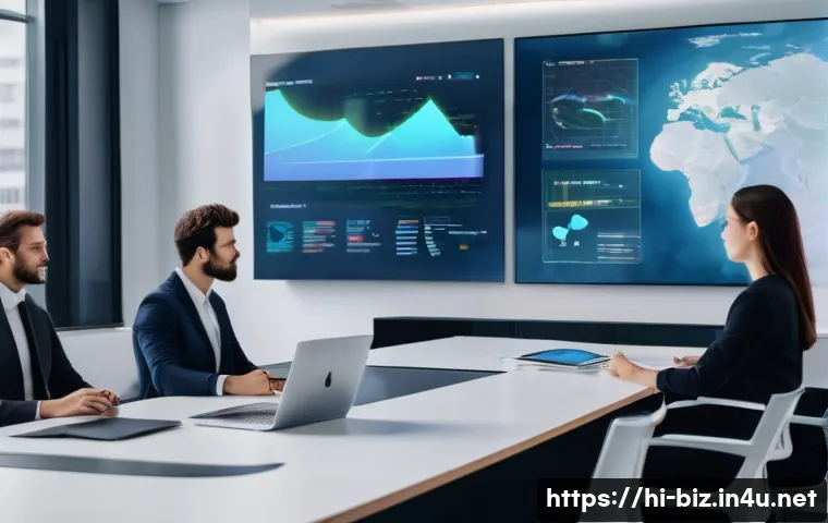 경영 전략 사례 연구 - **Prompt:** "A vibrant, futuristic office environment where diverse professionals are collaborativel...