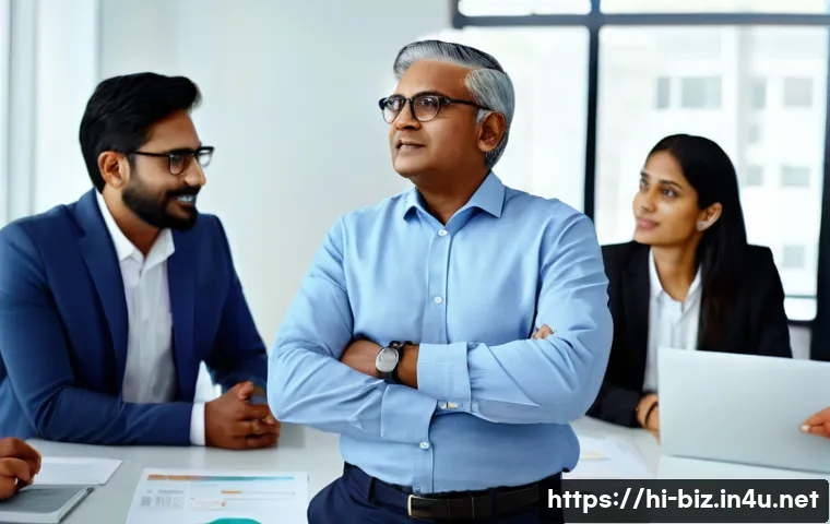 조직 리더십 스타일 - A diverse Indian corporate team in a modern office setting engaged in a democratic leadership meetin...