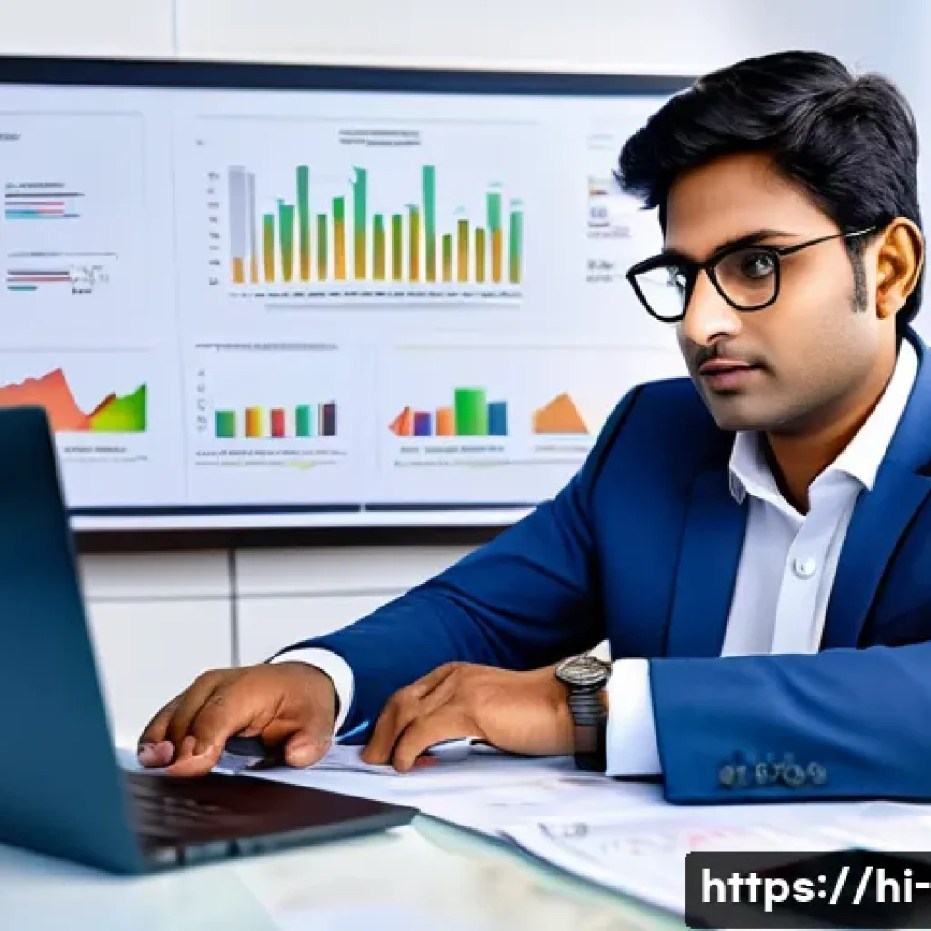 현금 흐름 분석 - A detailed business office scene showing a modern Indian entrepreneur analyzing cash flow reports on...