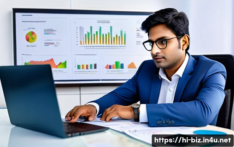 현금 흐름 분석 - A detailed business office scene showing a modern Indian entrepreneur analyzing cash flow reports on...