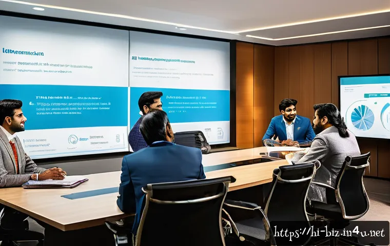 인재 관리 - A vibrant corporate office scene depicting a diverse group of Indian professionals engaged in a tale...