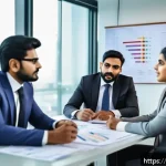 Home 21 윤리적 의사결정 - A diverse group of Indian business professionals in a modern office setting, engaging in a transpare...