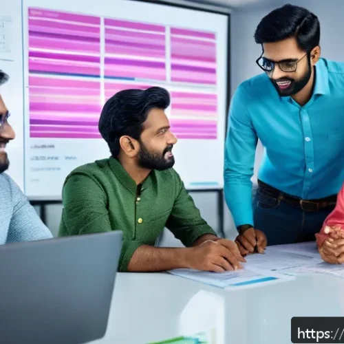 Home 31 창업 리스크 관리 - A dynamic modern startup office scene in India, featuring a diverse team of young professionals enga...