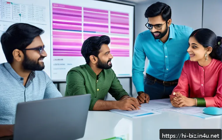 창업 리스크 관리 - A dynamic modern startup office scene in India, featuring a diverse team of young professionals enga...