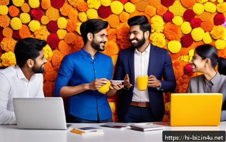 브랜드 전략 - A vibrant digital marketing scene featuring a diverse group of young Indian professionals in modern ...